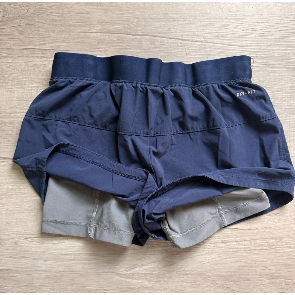 Navy blue gray women's Nike running spandex shorts small - Picture 3 of 7